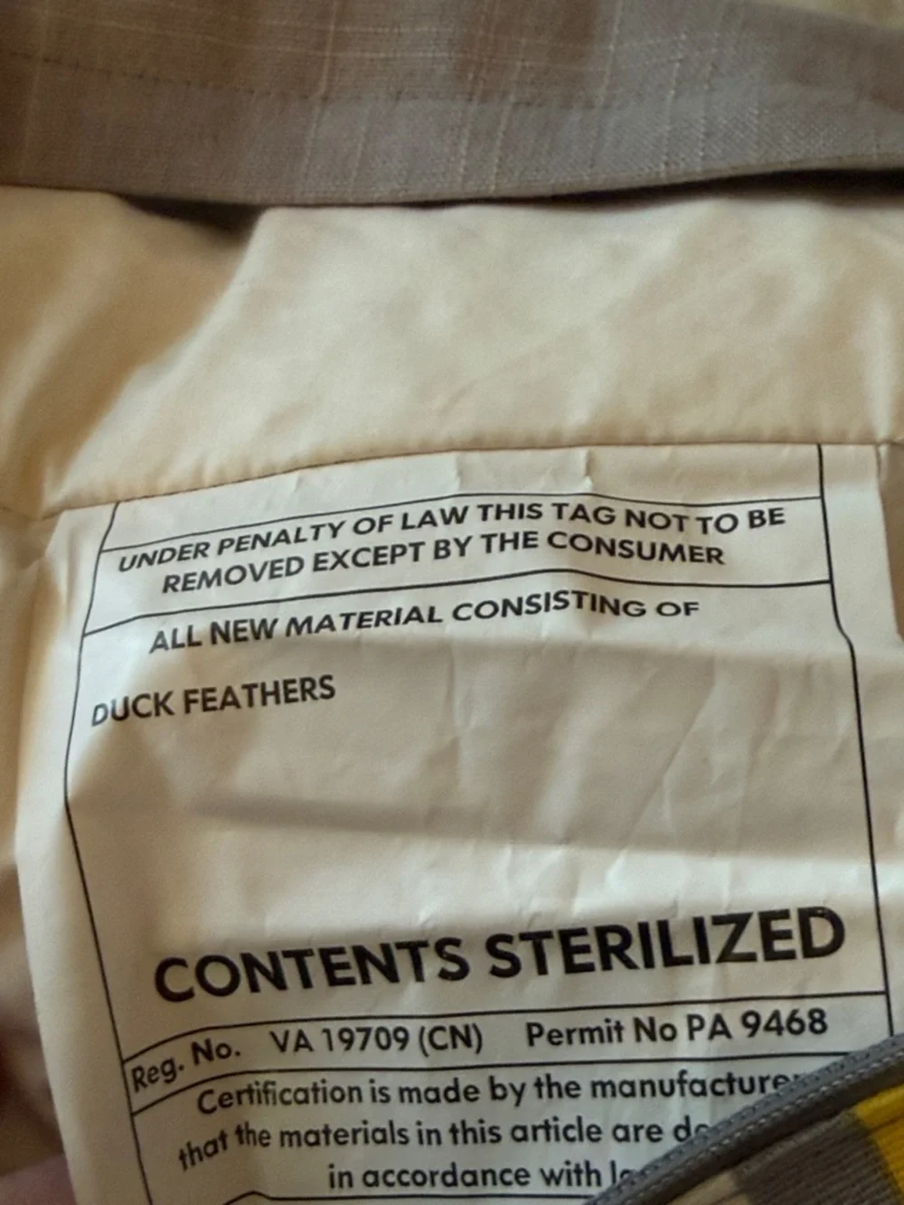 IKEA Yellow Gray Striped Accent Pillow with Duck Down Insert - 19x18